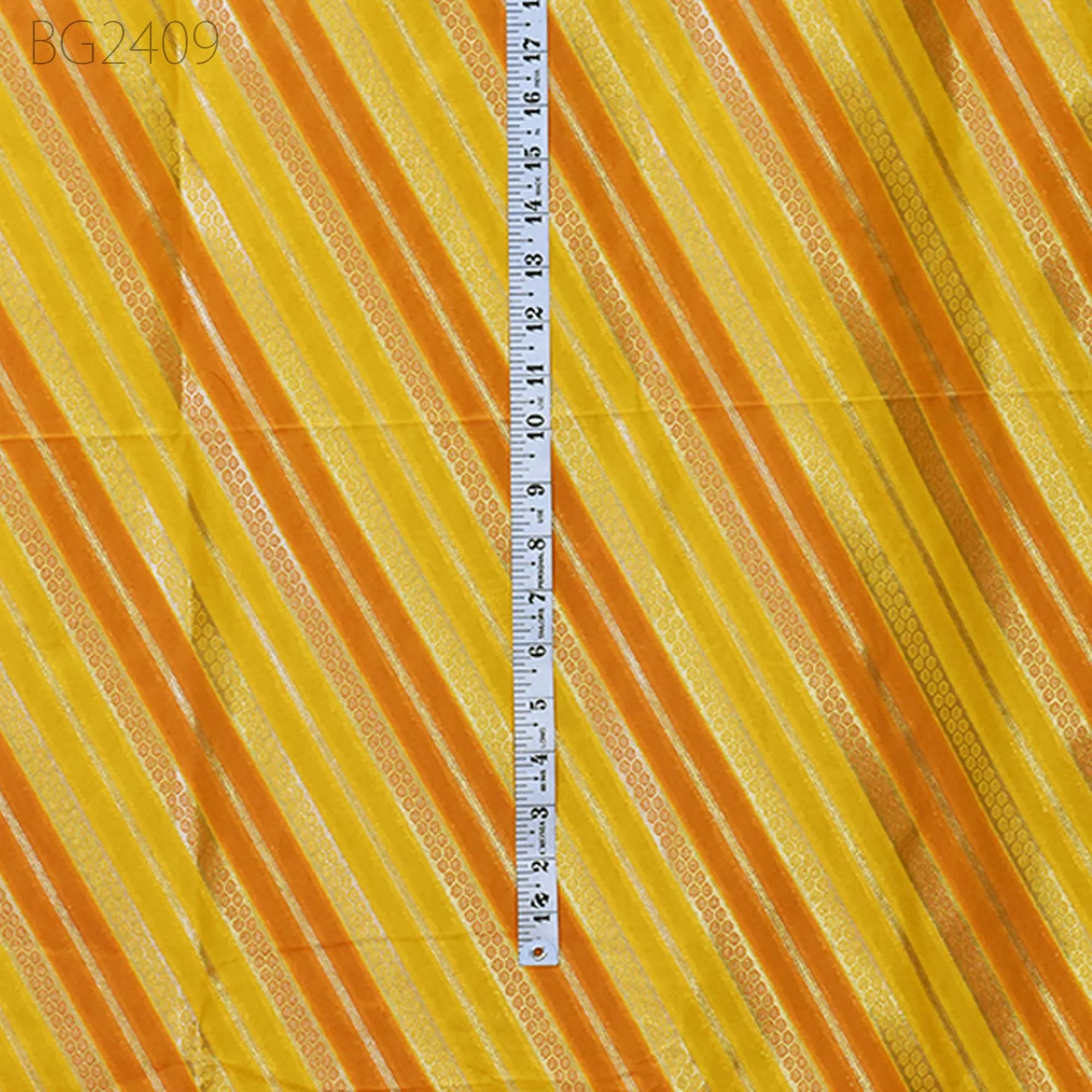 Yellow Indian Brocade By The Yard Diagonal Stripes Banarasi Benarse Wedding Dresses lehenga Sewing Costumes DIY Crafting Drapery Jackets