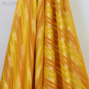 Yellow Indian Brocade By The Yard Diagonal Stripes Banarasi Benarse Wedding Dresses lehenga Sewing Costumes DIY Crafting Drapery Jackets