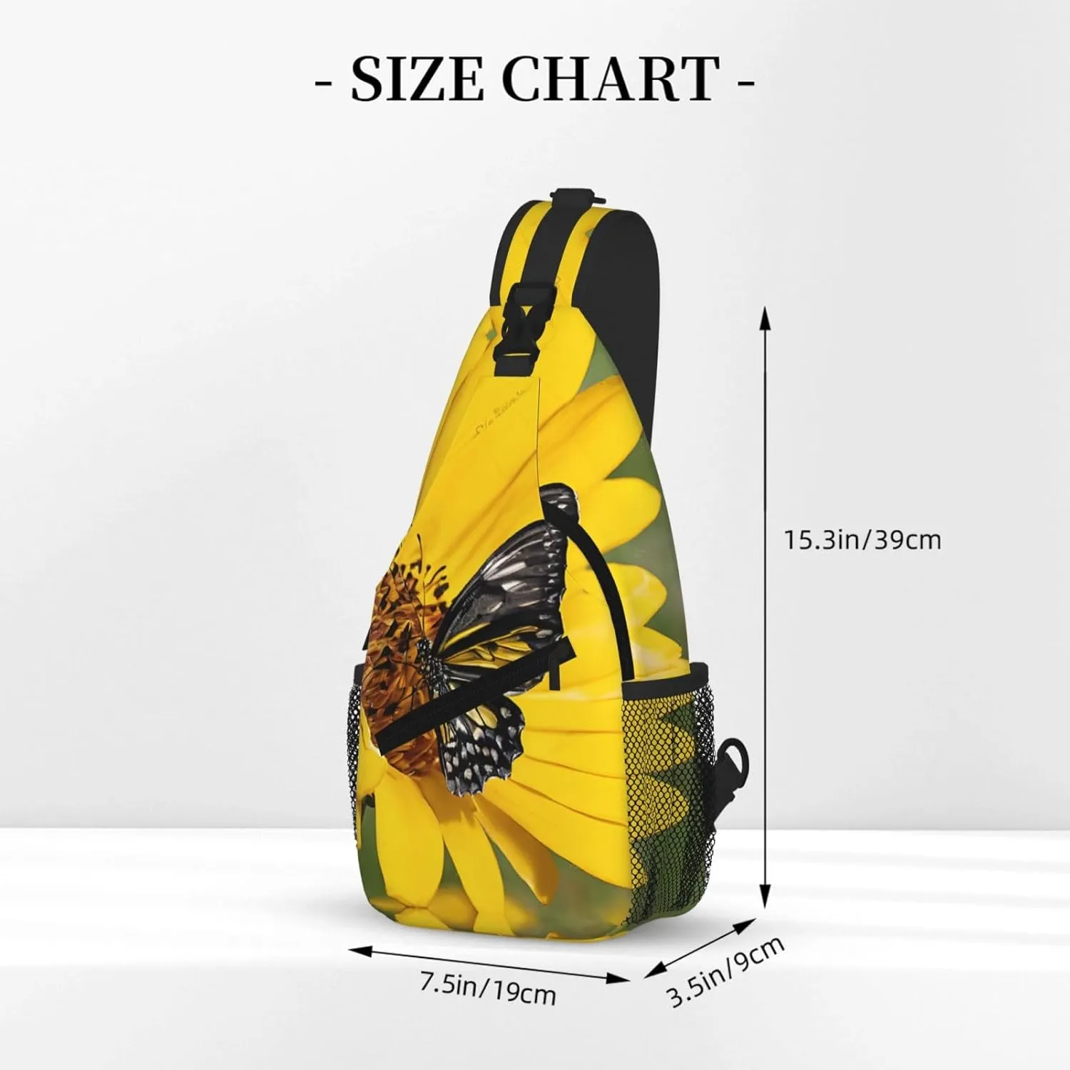 Yellow Sunflowers With Red Butterfly Print Cross Chest Bag Diagonally For Short-Distance Travel And Daily Use