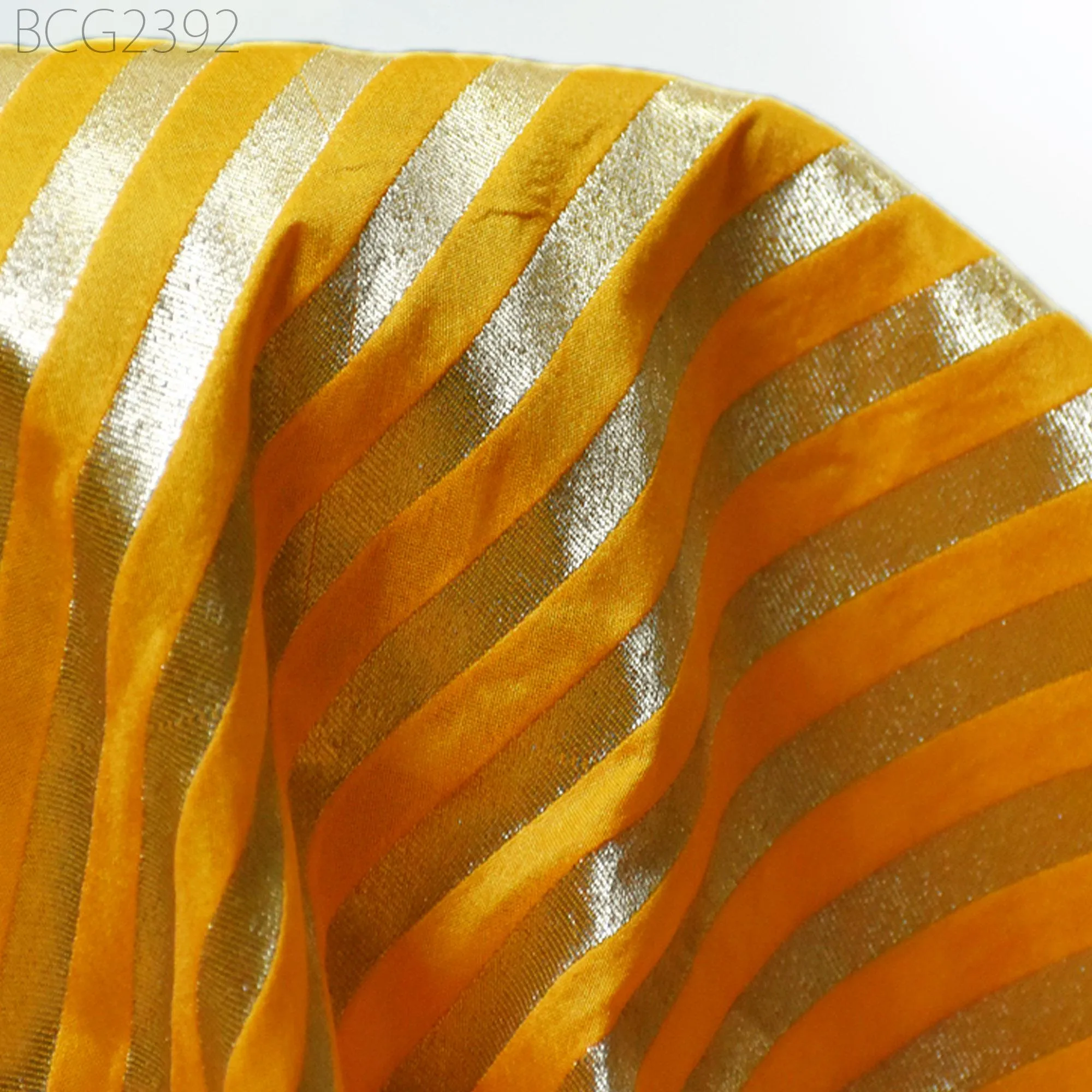 Yellow Wedding Dress Brocade by the yard Diagonal Stripes Indian Banarasi Saree Sewing Material Costume Crafting Drapery Cushions Blouses