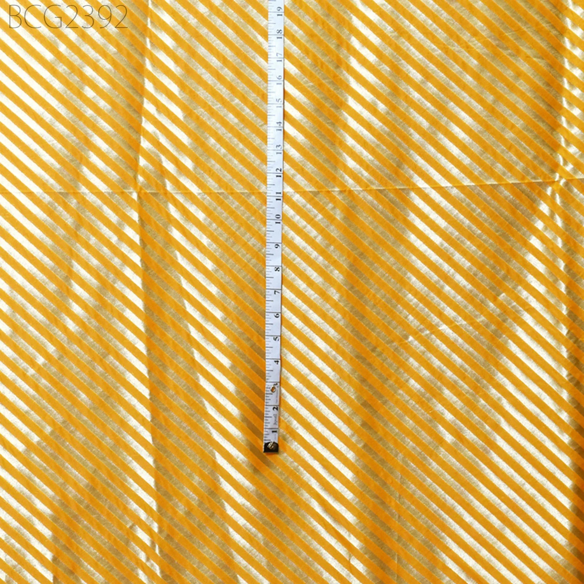 Yellow Wedding Dress Brocade by the yard Diagonal Stripes Indian Banarasi Saree Sewing Material Costume Crafting Drapery Cushions Blouses