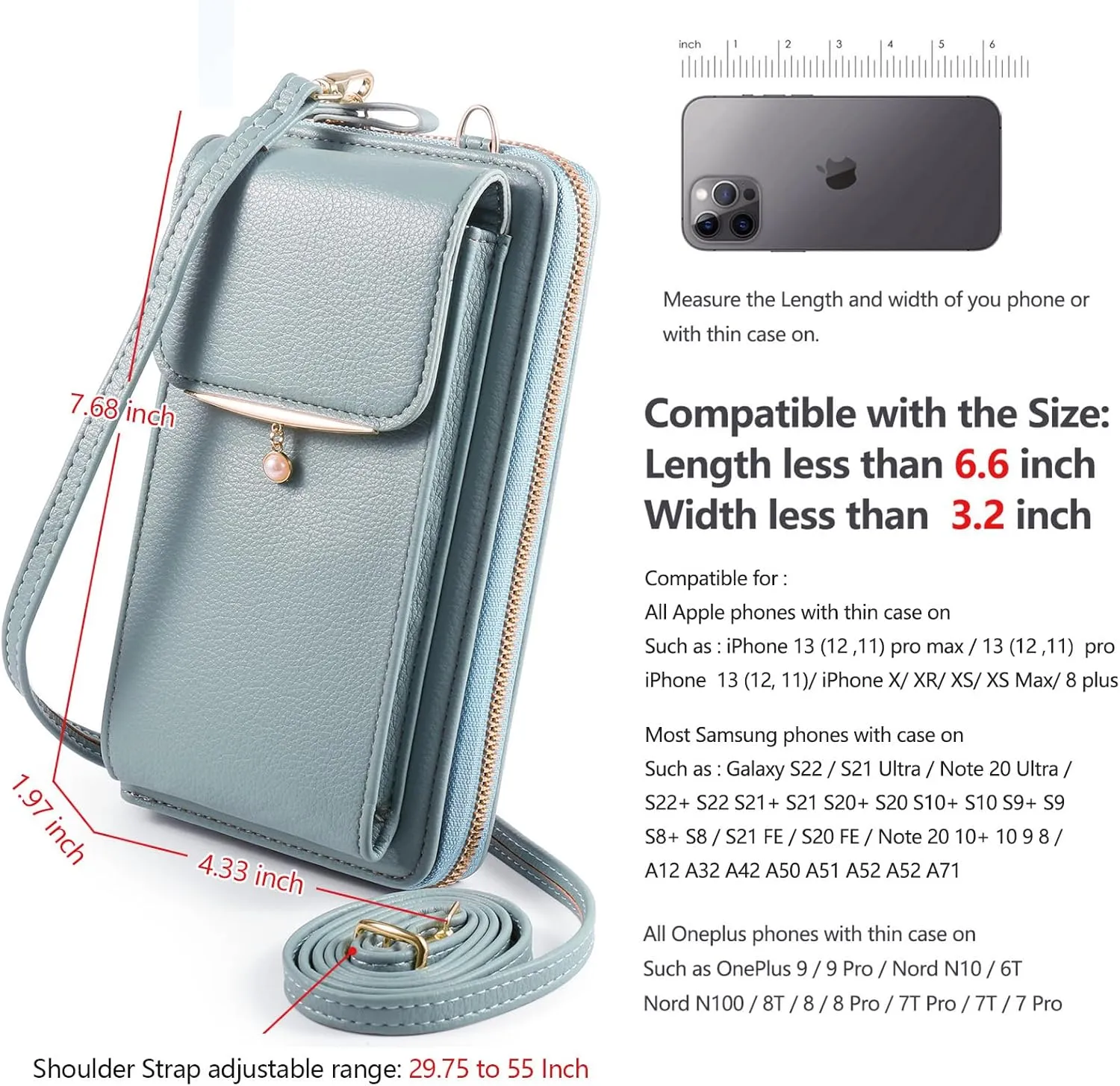 YICHEEY Small Crossbody Cell Phone Purse Bags for Women Mini Shoulder Handbag Wallet with Credit Card Slots
