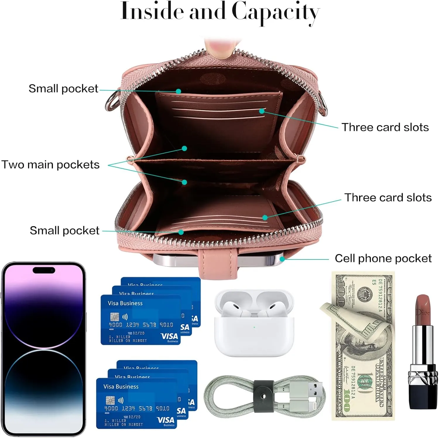 YICHEEY Small Crossbody Cell Phone Purse Bags for Women Mini Shoulder Handbag Wallet with Credit Card Slots