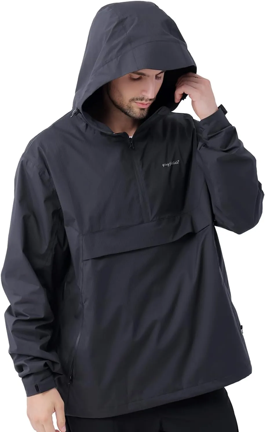 YINGJIELIDE Men's Waterproof Hooded Rain Jacket,Windproof Insulated Sailing Coat,Windbreaker Softshell Hoodie for Ski Hiking