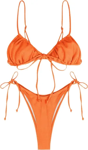 ZAFUL Womens High Cut Thong Bikini Set Swimsuits Cami String Sexy Bathing Suit