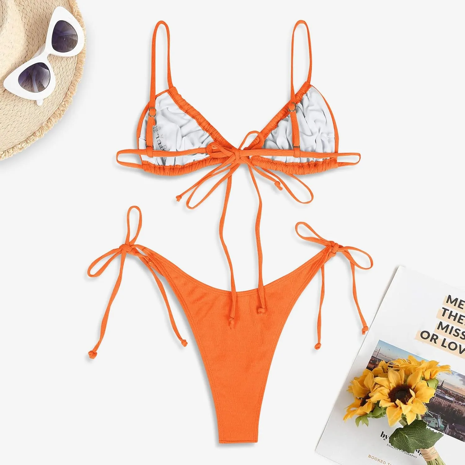 ZAFUL Womens High Cut Thong Bikini Set Swimsuits Cami String Sexy Bathing Suit