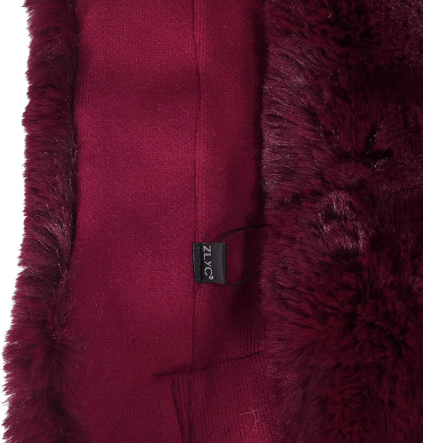 ZLYC Women Winter Faux Fur Shawl Stole Warm Wrap Cape