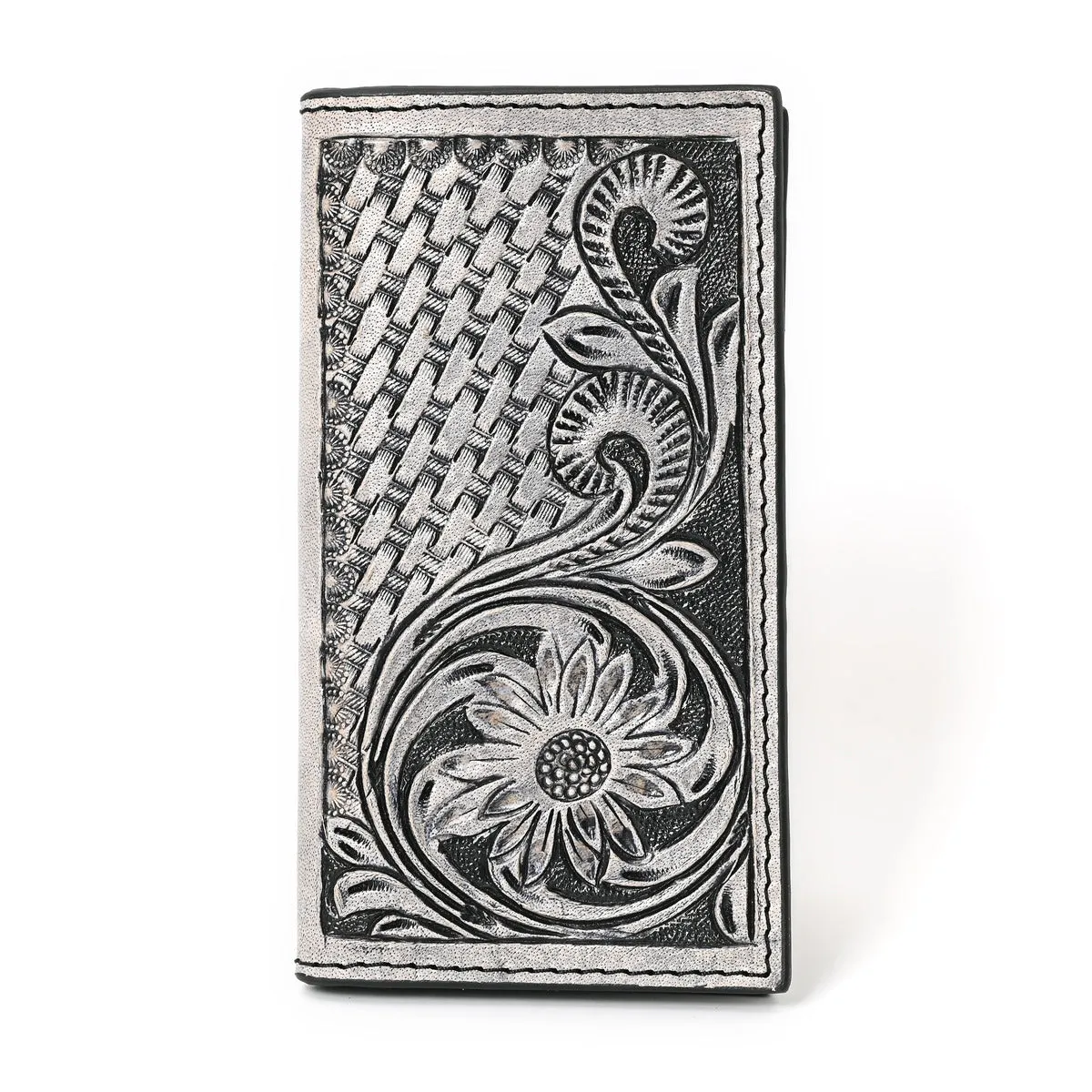 Zuki Hand Carved Black Checkbook Cover