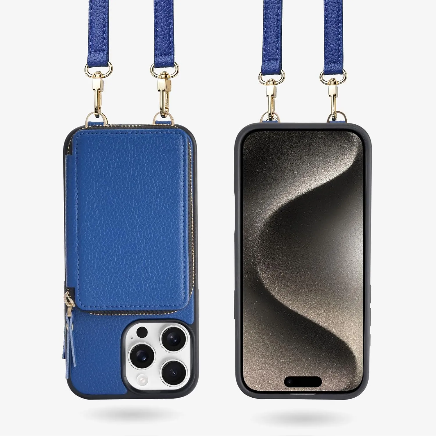 ZVE for iPhone 16 Pro Max Case Wallet, RFID Blocking Protective Handbag Flip Cover Crossbody Leather Case with Card Holder for iPhone 16 Pro Max 6.9" Navy Blue